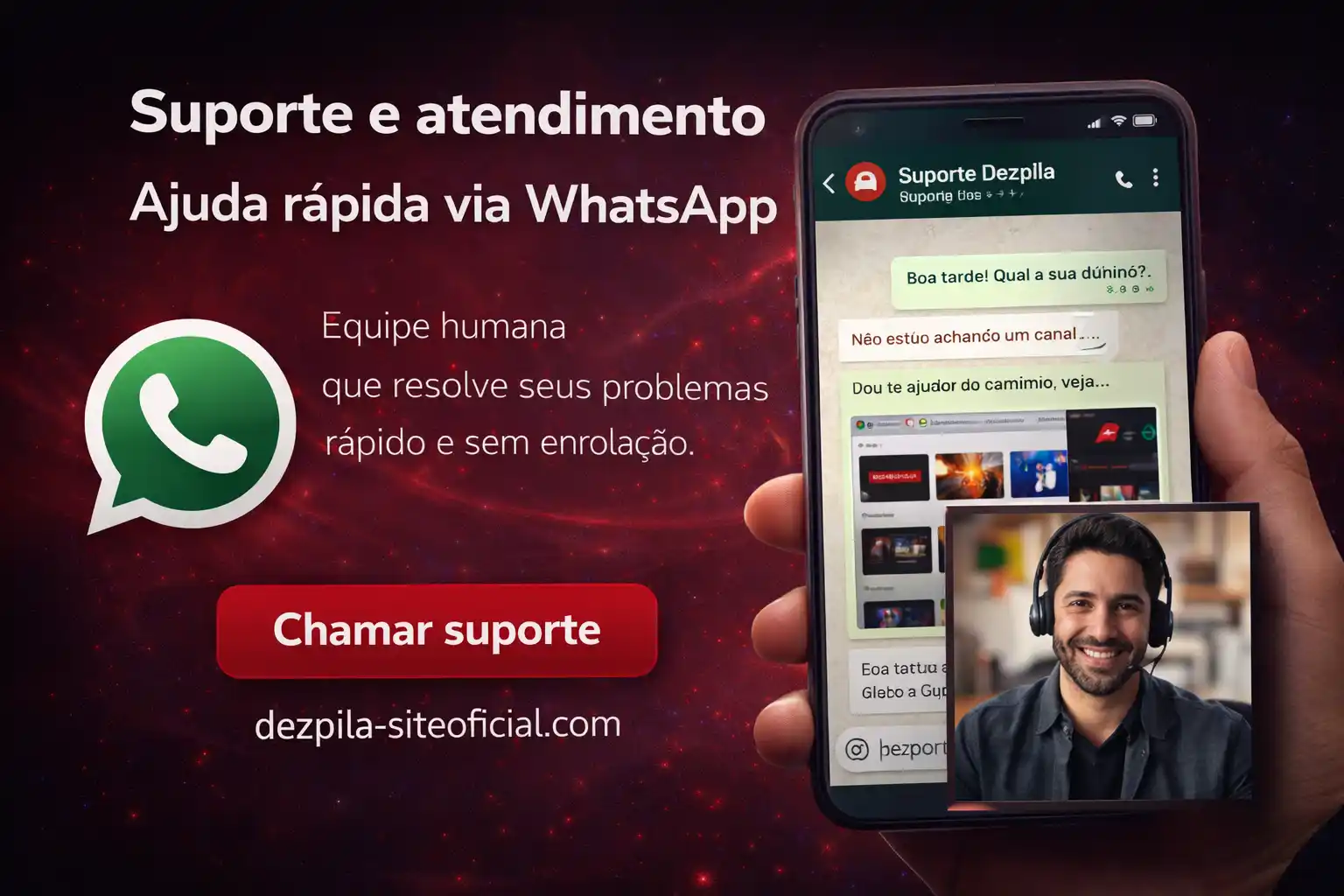 Suporte humanizado Dezpila no WhatsApp